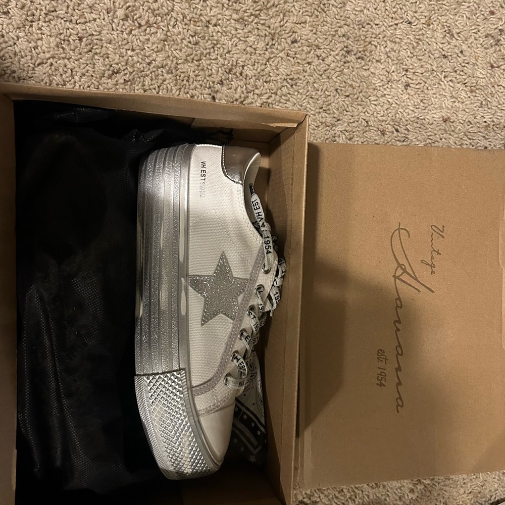 Vintage Havana White and Silver Sneakers